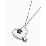 Long Sterling Silver Plated Pendant and Large Heart with Black Faceted Crystal - COL1990NGRMTL0U-UNO de 50-Renee Taylor Gallery