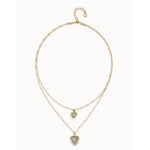 18k gold-plated pendant with double chain and central crystal triangles - COL2001MCLORO0U-UNO de 50-Renee Taylor Gallery