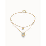 18k gold-plated pendant with double chain and central crystal triangles - COL2001MCLORO0U-UNO de 50-Renee Taylor Gallery