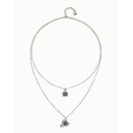 Sterling Silver Plated Pendant with Double Chain and Hearts with Black Crystal - COL2002NGRMTL0U-UNO de 50-Renee Taylor Gallery