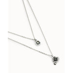 Sterling Silver Plated Pendant with Double Chain and Hearts with Black Crystal - COL2002NGRMTL0U-UNO de 50-Renee Taylor Gallery