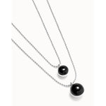 Sterling silver-plated pendant with double chain and black Murano glass - COL2003NGRMTL0U-UNO de 50-Renee Taylor Gallery
