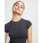 Sterling silver-plated pendant with double chain and black Murano glass - COL2003NGRMTL0U-UNO de 50-Renee Taylor Gallery