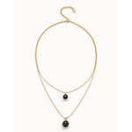 18k gold-plated pendant with double chain and black murano glass- COL2003NGRORO0U-UNO de 50-Renee Taylor Gallery