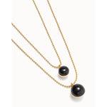 18k gold-plated pendant with double chain and black murano glass- COL2003NGRORO0U-UNO de 50-Renee Taylor Gallery