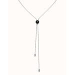 Long sterling silver-plated pendant and central black Murano glass - COL2004NGRMTL0U-UNO de 50-Renee Taylor Gallery