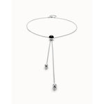 Long sterling silver-plated pendant and central black Murano glass - COL2004NGRMTL0U-UNO de 50-Renee Taylor Gallery