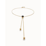 18k gold-plated long pendant and central black Murano glass - COL2004NGRORO0U-UNO de 50-Renee Taylor Gallery