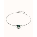 Sterling silver-plated link pendant with triangle and green central crystal - COL2009VRDMTL0U-UNO de 50-Renee Taylor Gallery