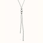Long Sterling Silver Plated Bead Pendant With Three Larger Central Beads - COL2010MTL0000U-UNO de 50-Renee Taylor Gallery