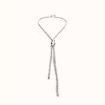 Long Sterling Silver Plated Bead Pendant With Three Larger Central Beads - COL2010MTL0000U-UNO de 50-Renee Taylor Gallery