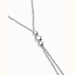 Long Sterling Silver Plated Bead Pendant With Three Larger Central Beads - COL2010MTL0000U-UNO de 50-Renee Taylor Gallery