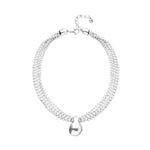 Short Secklace with Silver Threads and Large Sphere - COL2051MTL0000U-UNO de 50-Renee Taylor Gallery