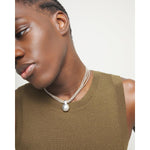 Short Secklace with Silver Threads and Large Sphere - COL2051MTL0000U-UNO de 50-Renee Taylor Gallery
