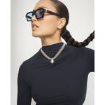 Short Secklace with Silver Threads and Large Sphere - COL2051MTL0000U-UNO de 50-Renee Taylor Gallery