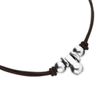Short Leather Necklace with Three Silver Spheres - COL2064MARMTL0U-UNO de 50-Renee Taylor Gallery