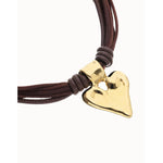 Beat Silk and Leather Thread Necklace with 18k Gold Plated Heart Detail - COL2066MARORO0U-UNO de 50-Renee Taylor Gallery
