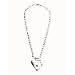 Silver Long Necklace with Beads and Heart Detail - COL2067MTL0000U-UNO de 50-Renee Taylor Gallery