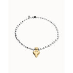 Silver Bead Necklace with Golden Heart Detail - COL2068OROMTL0U-UNO de 50-Renee Taylor Gallery