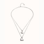 Silver Double Necklace with Two Hearts - COL2070MTL0000U-UNO de 50-Renee Taylor Gallery