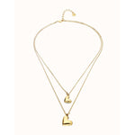 Golden Double Necklace with Two Hearts - COL2070ORO0000U-UNO de 50-Renee Taylor Gallery