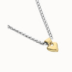 Silver Necklace with Small Golden Heart Detail - COL2074OROMTL0U-UNO de 50-Renee Taylor Gallery