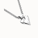 Silver Necklace with Thick Chain and Heart Detail - COL2075MTL0000U-UNO de 50-Renee Taylor Gallery