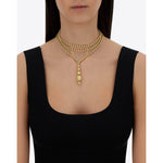 "Ivy" Slim Hand-Engraved Gold Boules and Diamonds Convertible Statement Necklace - CS37-538-Nanis-Renee Taylor Gallery