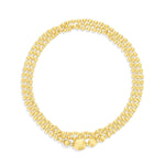 "Ivy" Slim Hand-Engraved Gold Boules and Diamonds Convertible Statement Necklace - CS37-538-Nanis-Renee Taylor Gallery