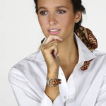 Castilla Leather Bracelet - Silver Plated, Camel Leather - B0129 MCA00-CXC-Renee Taylor Gallery