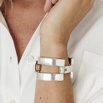 Balance Leather Bracelet - Silver Plated, Camel Leather - B0134 MCA00-CXC-Renee Taylor Gallery
