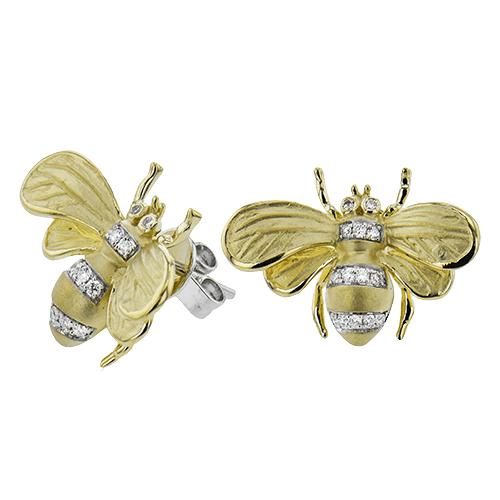 18k Yellow Gold & Diamond Bee Earrings - DE274-Y-Simon G.-Renee Taylor Gallery