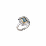 Deco London Blue Topaz Ring, Diamond by Lika Behar