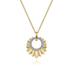 14K Yellow Gold Diamond and Diamond Cut Texture Pendant Necklace - NK7261Y45JJ-Gabriel & Co.-Renee Taylor Gallery