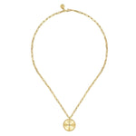 18 inch 14K Yellow Gold Textured Diamond Medallion Hollow Chain Necklace - NK6841-18Y45JJ-Gabriel & Co.-Renee Taylor Gallery