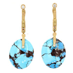 One of a Kind, 18K and Diamond "Sticks and Stones" Kazakhstan Turquoise Earrings - E-142D-Alex Sepkus-Renee Taylor Gallery