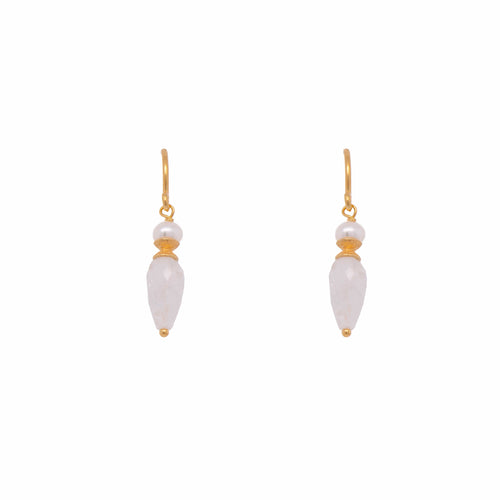 Rainbow Moonstone & White Pearl 24K Gold Vermeil Earrings-Joyla-Renee Taylor Gallery