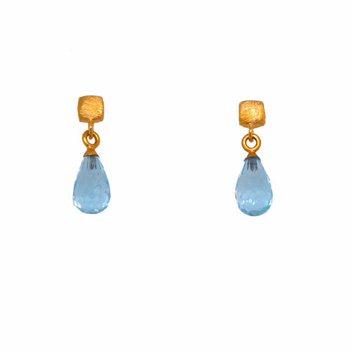 Cube Oval Sky Blue Topaz 24K Gold Vermeil Earrings-Joyla-Renee Taylor Gallery