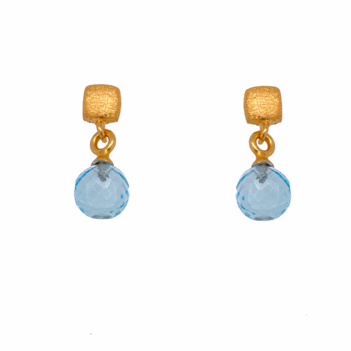 Cube Round Sky Blue Topaz 24K Gold Vermeil Earrings-Joyla-Renee Taylor Gallery