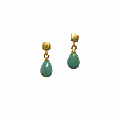 Cube Polished Turquoise 24K Gold Vermeil Earrings-Joyla-Renee Taylor Gallery