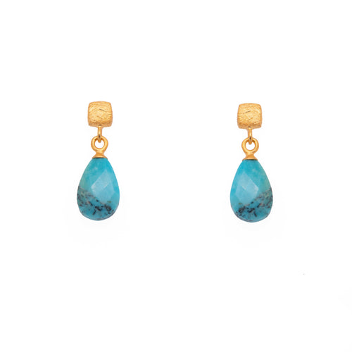 Cube Turquoise 24K Gold Vermeil Earrings-Joyla-Renee Taylor Gallery