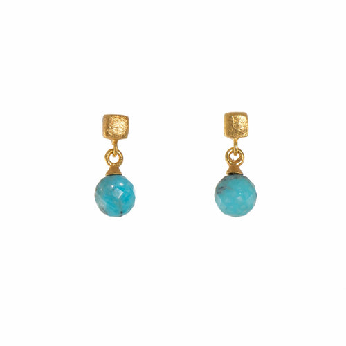 Cube Faceted Turquoise 24K Gold Vermeil Earrings-Joyla-Renee Taylor Gallery