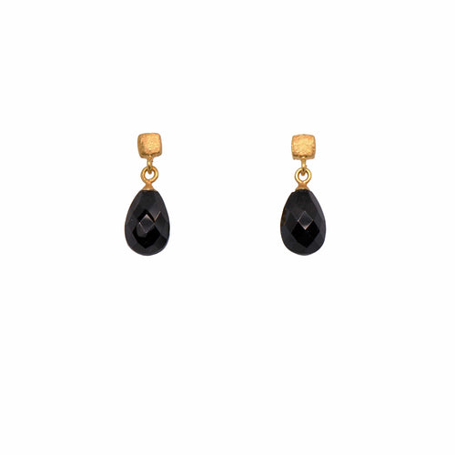 Cube Oval Black Spinell 24K Gold Vermeil Earrings-Joyla-Renee Taylor Gallery