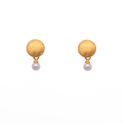 Globe 4mm White Pearl 24K Gold Vermeil Earrings-Joyla-Renee Taylor Gallery