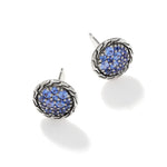 JH Essential Pavé Stud Earring, Sterling Silver, Blue Sapphire - EBS987024BSP-John Hardy-Renee Taylor Gallery