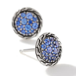 JH Essential Pavé Stud Earring, Sterling Silver, Blue Sapphire - EBS987024BSP-John Hardy-Renee Taylor Gallery