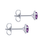 14K White Gold Round Amethyst and Diamond Halo Stud Earrings - EG12372W45AM-Gabriel & Co.-Renee Taylor Gallery