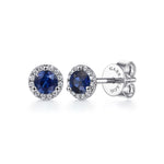 14K White Gold Diamond and Sapphire Stud Earrings - EG12372W45SA-Gabriel & Co.-Renee Taylor Gallery