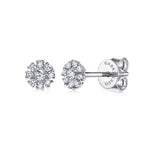 14K White Gold Floral Round Diamond Stud Earrings - EG12377W45JJ-Gabriel & Co.-Renee Taylor Gallery