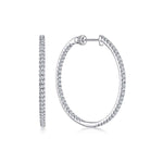 14K White Gold French Pavé 30mm Round Inside Out Diamond Hoop Earrings - EG13466W45JJ-Gabriel & Co.-Renee Taylor Gallery